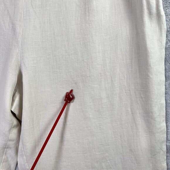 Mark, Fore & Strike Linen Pants Women's 12 Cream Embroidered Hems Floral Spring - Picture 6 of 16